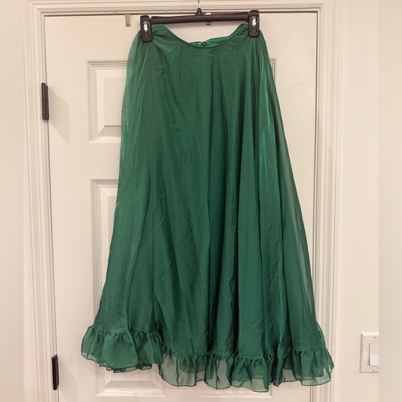 NWT Ieena Mac Duggal High Neck Ruffle Hem Cape Mini Dress in Deep Green Size 12 - Picture 4 of 7